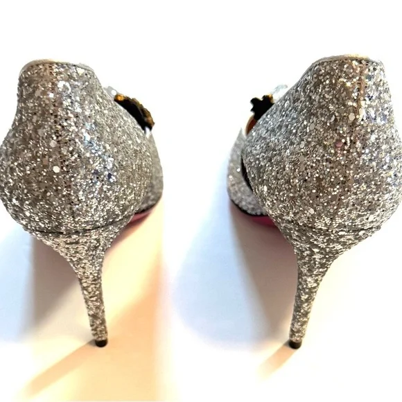 Gucci Argento silver glitter pumps with removable heart crystal detail - Picture 11 of 12